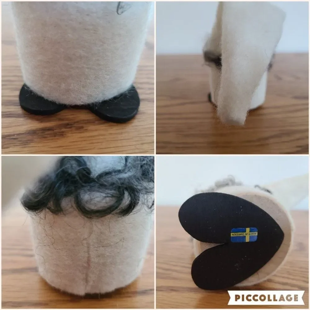 Handmade Sweden Larssons Tra Wood & Felt Christmas Tyko Santa Gnome Elf Figurine